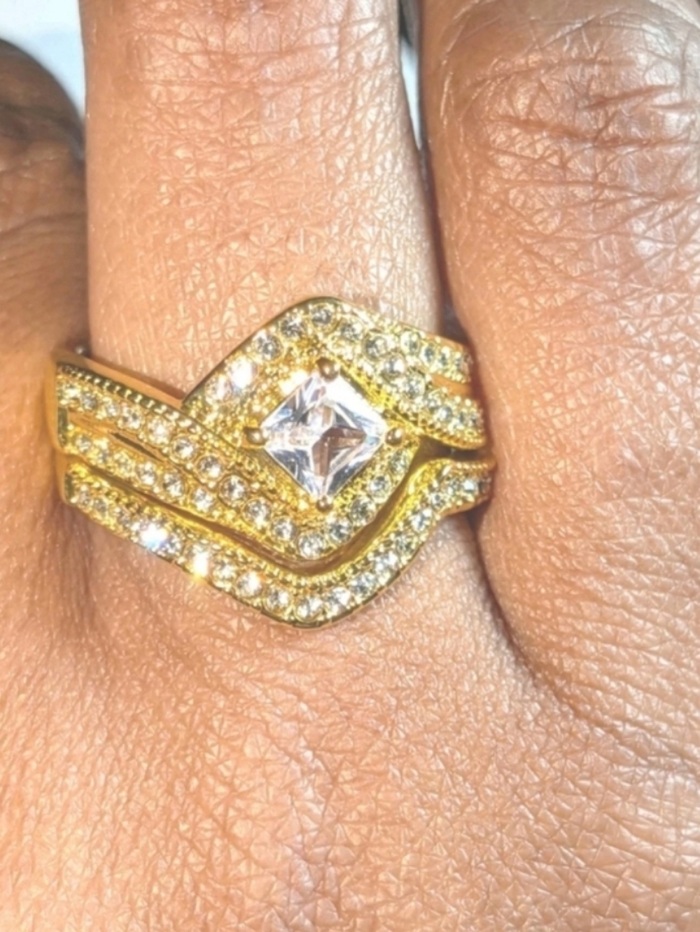 3ct Lab Created Diamond Engagement Bridal Ring Set 14k Yellow Gold Plated Sz 10
